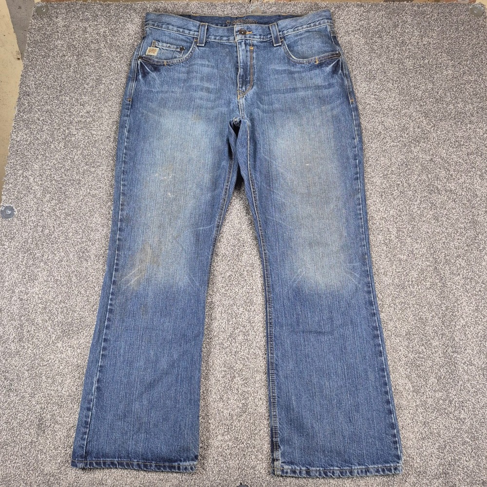 Cinch Carter Jeans Mens 38x32 Blue Relaxed Bootcut Denim Western Cowboy